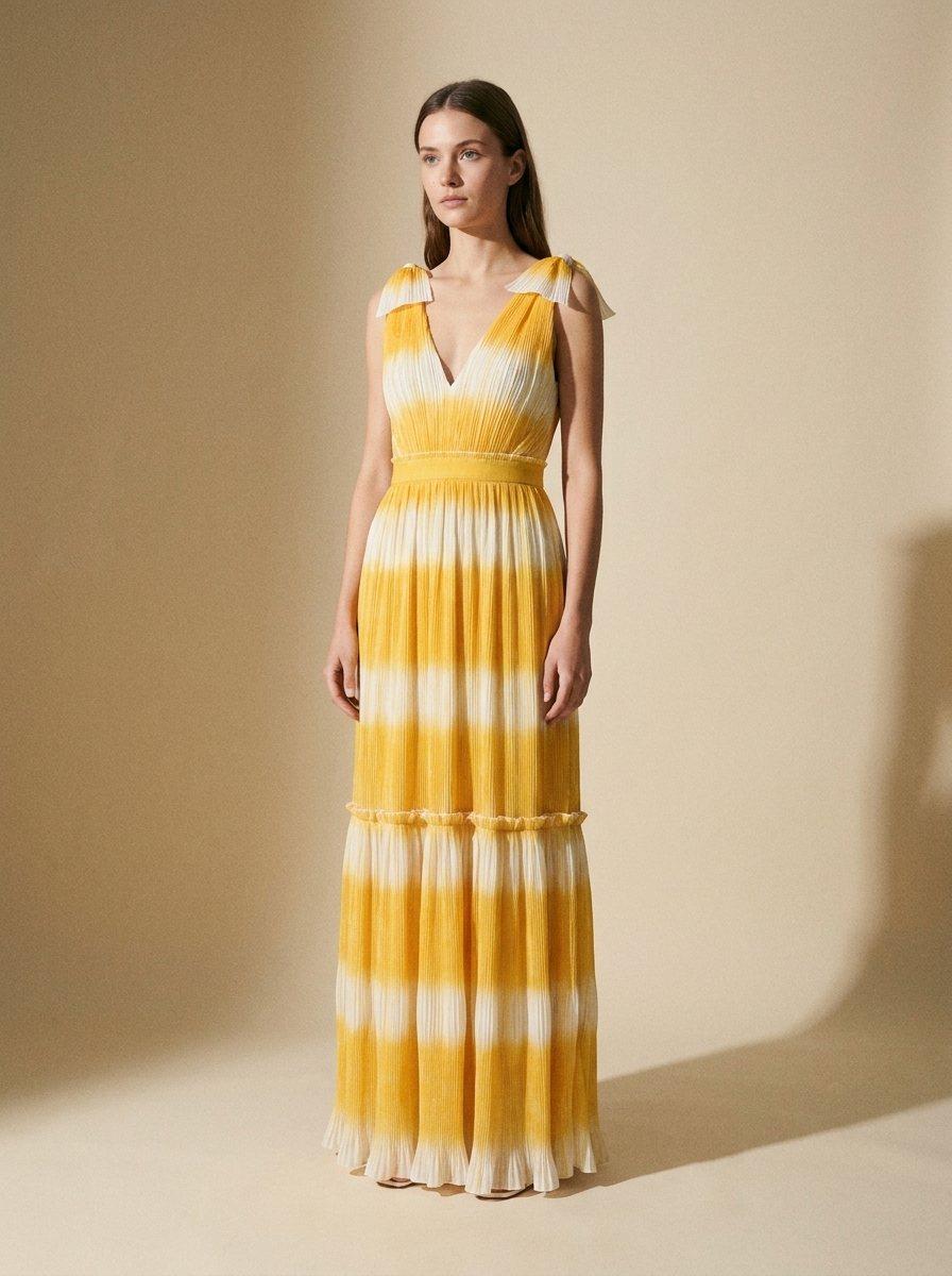 Ombre Pleated Maxi Dress